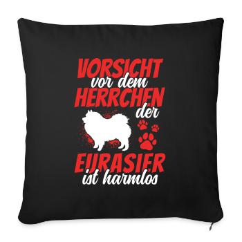 Vorsicht vor dem Eurasier Spitz Eurasian Dog - Sofakissenbezug 45 x 45 cm - Schwarz - Vorne