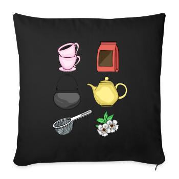 Tea Drink Tea Gift Women Lover Tea - Housse de coussin décorative 45 x 45 cm - noir - Devant