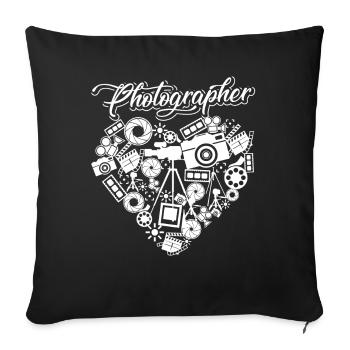 Photographer Photographer Heart - Sofa pillowcase 17,3'' x 17,3'' (45 x 45 cm) - black - Front