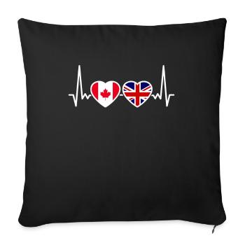 Canada UK Heartbeat Flag British Canadian - Sofa pillowcase 17,3'' x 17,3'' (45 x 45 cm) - black - Front