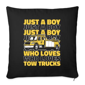 Un garçon qui aime les dépanneuses Conducteur de dépanneuse - Housse de coussin décorative 45 x 45 cm - noir - Devant