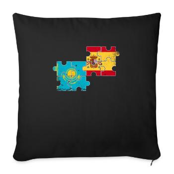 Kazakhstan Espagne Drapeau Vintage Espagnol Kazakh - Housse de coussin décorative 45 x 45 cm - noir - Devant