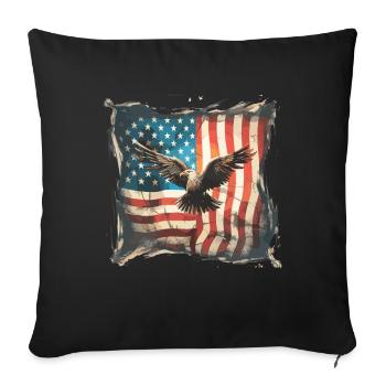 Vintage America Flag Common Bald Eagle États-Unis - Housse de coussin décorative 45 x 45 cm - noir - Devant