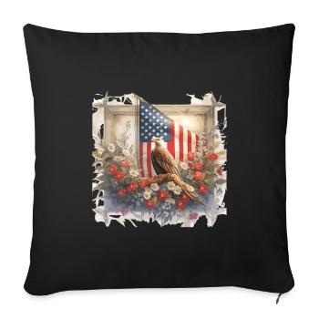 Vintage America Flag Common Bald Eagle États-Unis - Housse de coussin décorative 45 x 45 cm - noir - Devant