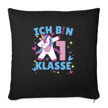 Grundschule Kindergarten Einschulung - Sofakissenbezug 45 x 45 cm - Schwarz - Vorne