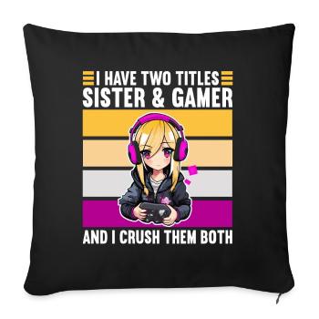 Gaming Console PC Gamer Girl Gamer Girl - Sofa pillowcase 17,3'' x 17,3'' (45 x 45 cm) - black - Front