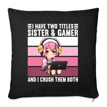 Gaming Console PC Gamer Girl Gamer Girl - Sofa pillowcase 17,3'' x 17,3'' (45 x 45 cm) - black - Front