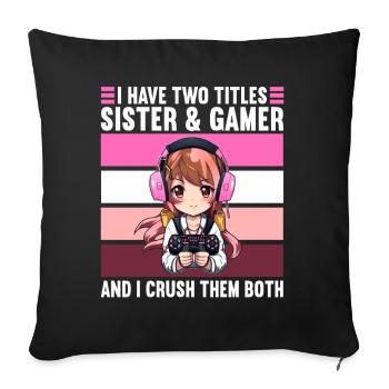 Gaming Console PC Gamer Girl Gamer Girl - Sofa pillowcase 17,3'' x 17,3'' (45 x 45 cm) - black - Front