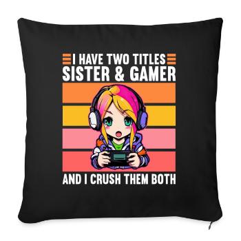 Console de jeu PC Gamer Girl Gamer Girl - Housse de coussin décorative 45 x 45 cm - noir - Devant