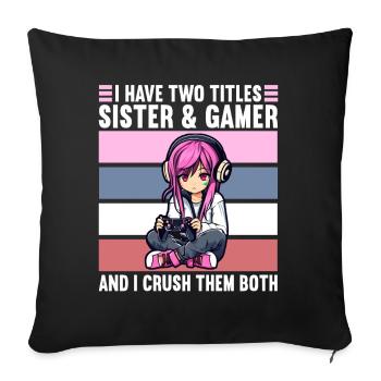 Gaming Console PC Gamer Girl Gamer Girl - Sofa pillowcase 17,3'' x 17,3'' (45 x 45 cm) - black - Front