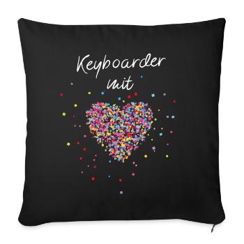 Keyboarder mit Herz Keyboard Keyboardspieler - Sofakissenbezug 45 x 45 cm - Schwarz - Vorne