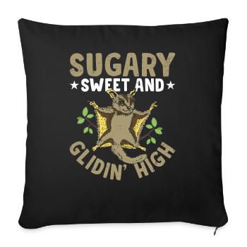 Glidin' High Sugar Glider Propriétaire Sugar Gliders - Housse de coussin décorative 45 x 45 cm - noir - Devant