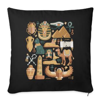 Egypte Doodles Pyramide Pharaon Sphinx Le Caire - Housse de coussin décorative 45 x 45 cm - noir - Devant