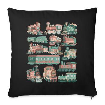 Train Doodles Locomotive Railway Locomotive Tracks Railway - Sofa pillowcase 17,3'' x 17,3'' (45 x 45 cm) - black - Front