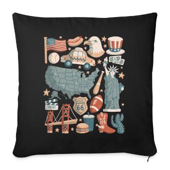 USA Doodles United States of America - Sofa pillowcase 17,3'' x 17,3'' (45 x 45 cm) - black - Front