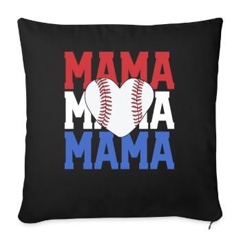Baseball Mama Shirt Vintage Retro American - Sofa pillowcase 17,3'' x 17,3'' (45 x 45 cm) - black - Front