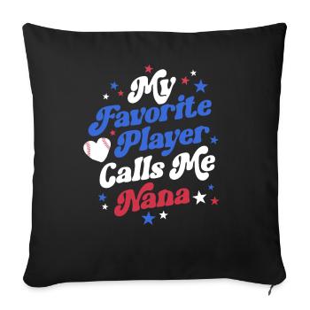 Baseball Nana Retro Grand-mère Ma joueuse préférée - Housse de coussin décorative 45 x 45 cm - noir - Devant