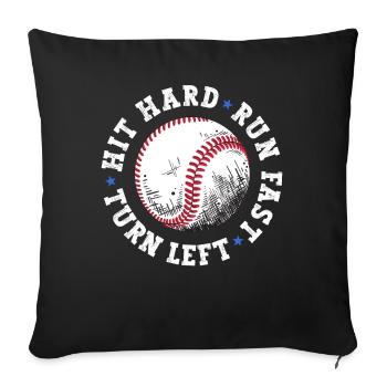 Drôle de chemise de baseball Maman Papa a frappé dur Courir vite - Housse de coussin décorative 45 x 45 cm - noir - Devant