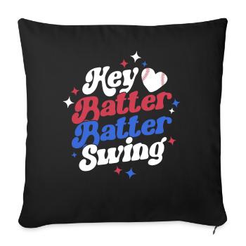 Hey Batter Batter Swing Baller Player Retro - Housse de coussin décorative 45 x 45 cm - noir - Devant