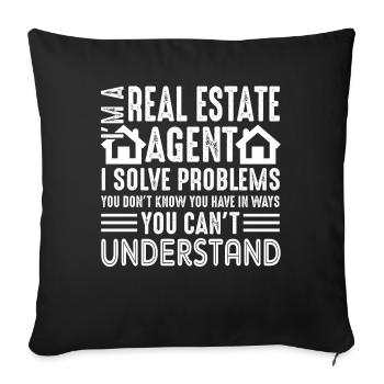 Real Estate Real Estate Agent Solve Problems - Sofa pillowcase 17,3'' x 17,3'' (45 x 45 cm) - black - Front