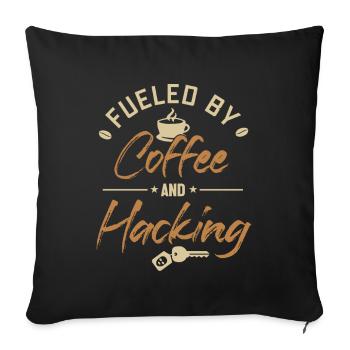 Alimenté par le café et le piratage du renifleur de phishing - Housse de coussin décorative 45 x 45 cm - noir - Devant