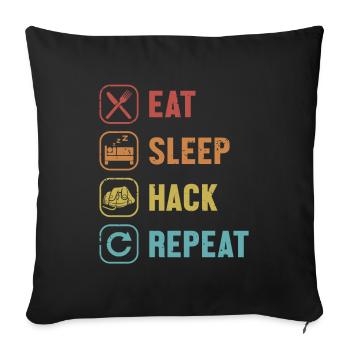 Manger Sommeil Hack Répéter Phishing Renifleur Chapeau Gris - Housse de coussin décorative 45 x 45 cm - noir - Devant