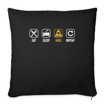 Eat Sleep Hack Repeat Sniffer Social Engineering - Sofa pillowcase 17,3'' x 17,3'' (45 x 45 cm) - black - Front