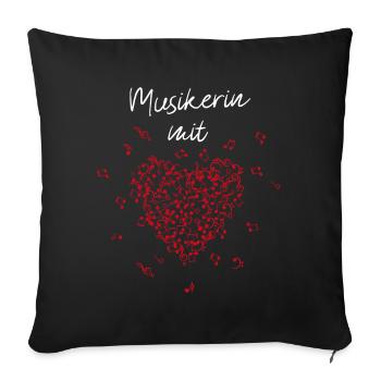 Musikerin mit Herz Musik Band Notenschlüssel - Sofakissenbezug 45 x 45 cm - Schwarz - Vorne
