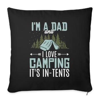 Papa Tente Camping Joke Drôle Papa Jogue - Housse de coussin décorative 45 x 45 cm - noir - Devant