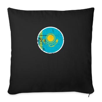 Kazakhstan Vintage Kazakh Flag Kazakh - Housse de coussin décorative 45 x 45 cm - noir - Devant