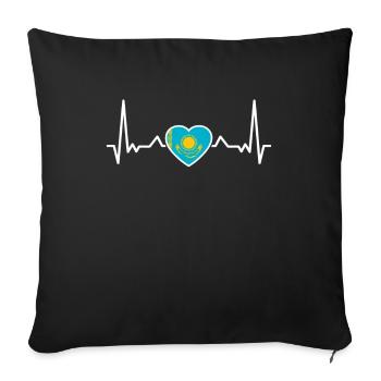 Kazakhstan battement de cœur Kazakh drapeau kazakh - Housse de coussin décorative 45 x 45 cm - noir - Devant