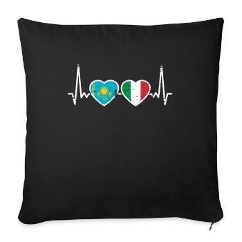 Kazakhstan Italie Vintage Heartbeat Flag - Housse de coussin décorative 45 x 45 cm - noir - Devant