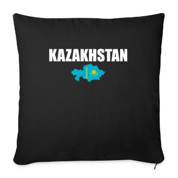 Carte du Kazakhstan Drapeau kazakh - Housse de coussin décorative 45 x 45 cm - noir - Devant