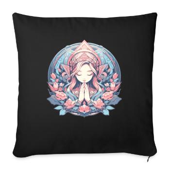 Meditation, mindfulness, relaxation, tranquility - Sofa pillowcase 17,3'' x 17,3'' (45 x 45 cm) - black - Front