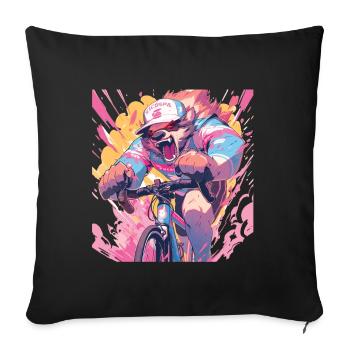 Panda Bicycle Road Bike Panda Bear - Sofa pillowcase 17,3'' x 17,3'' (45 x 45 cm) - black - Front
