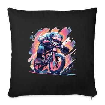 Panda Bicycle Road Bike Panda Bear - Sofa pillowcase 17,3'' x 17,3'' (45 x 45 cm) - black - Front