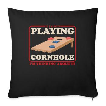 Cornhole Spieler Sackloch Bean Bag Geschenk - Sofakissenbezug 45 x 45 cm - Schwarz - Vorne