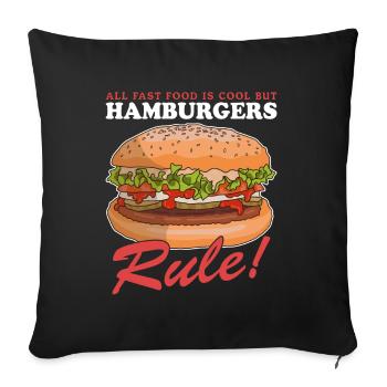 Hamburger Fast Food Burger Fast Food Cadeau - Housse de coussin décorative 45 x 45 cm - noir - Devant