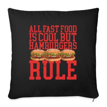 hamburger burger fast-food fast-food cadeau de restauration rapide - Housse de coussin décorative 45 x 45 cm - noir - Devant