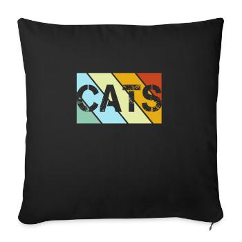 Chat Rétro - Housse de coussin décorative 45 x 45 cm - noir - Devant