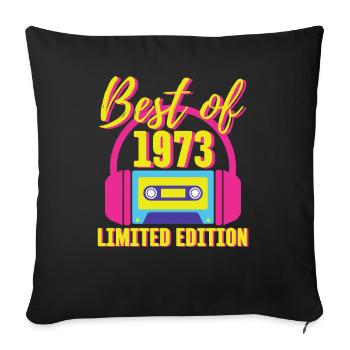 50. Geburtstag Best of 1973 Kassette Retro 80er Jahre - Sofakissenbezug 45 x 45 cm - Schwarz - Vorne