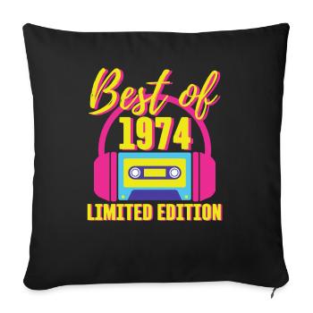 49. Geburtstag Best of 1974 Kassette Retro 80er Jahre - Sofakissenbezug 45 x 45 cm - Schwarz - Vorne