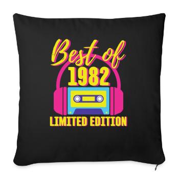 41. Geburtstag Best of 1982 Kassette Retro 80er Jahre - Sofakissenbezug 45 x 45 cm - Schwarz - Vorne