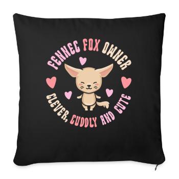 Fennec Fox Propriétaire Clever Cuddly mignon - Housse de coussin décorative 45 x 45 cm - noir - Devant