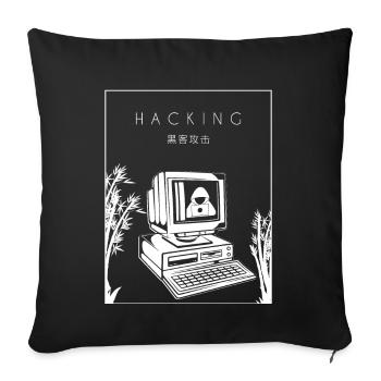 Piratage de l’hameçonnage chinois Hanzi Social Engineering - Housse de coussin décorative 45 x 45 cm - noir - Devant