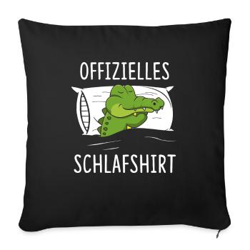 Offizielles Schlafshirt Krokodil Aligator - Sofakissenbezug 45 x 45 cm - Schwarz - Vorne