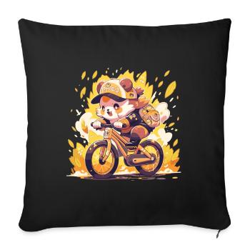 Panda Bicycle Road Bike Panda Bear - Sofa pillowcase 17,3'' x 17,3'' (45 x 45 cm) - black - Front