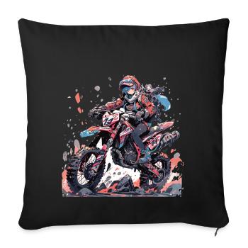 Motocross Dirtbike Motocross Motorcycle Enduro - Sofa pillowcase 17,3'' x 17,3'' (45 x 45 cm) - black - Front