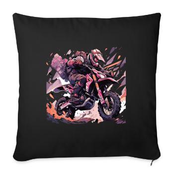 Motocross Dirtbike Motocrossfahrer Biker - Sofakissenbezug 45 x 45 cm - Schwarz - Vorne