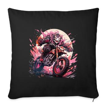Skull Skull Motocross Dirt Bike - Housse de coussin décorative 45 x 45 cm - noir - Devant